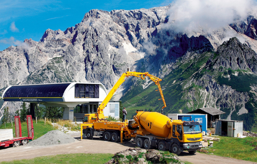 Concrete pump truck in Austria