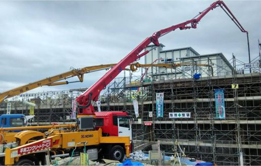 Concrete pump truck in Japan